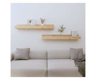 Stenske police, 2 kosa, 80x12x9 cm, masivni borov les