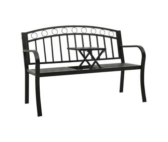 Vrtna klupa s stolom, crna, 120 cm, čelik