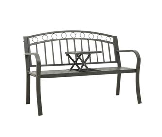 Vrtna klupa sa stolom, siva, 120 cm, čelik