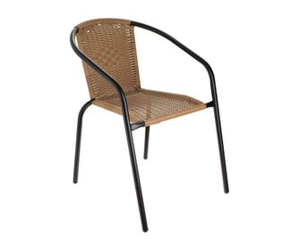 Градински стол, Плетен дизайн, Метал, Пластмаса, 54x63x76 см, Кафяв