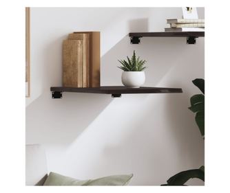 Temno siva stenska polica 40x50x2 cm iz masivnega obdelanega hrastovega lesa