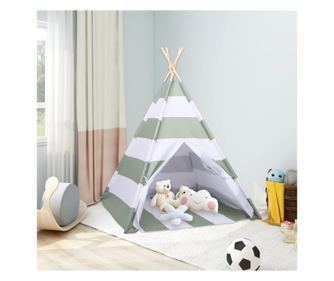 Dětský Teepee Stan s Taškou, Pruhy, 120x120x150 cm, Broskvový