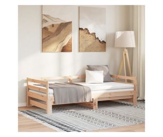 Hosszabbítható egyszemélyes ágy 2x(80x200) cm tömör fenyőfa