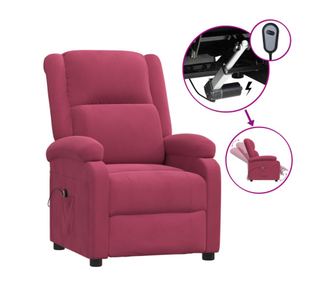 Električni naslanjač, vinska rdeča, žamet