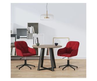 Vrtljivi kuhinjski stoli, 2 kosa, vinska rdeča, žamet