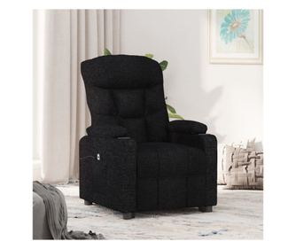 Електрически реклайнер фотьойл, черен, плат