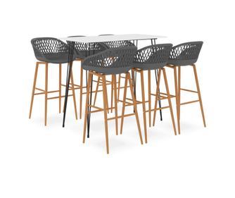 Σετ Επίπλων Μπαρ, 7 Τεμάχια, Λευκό και Γκρι