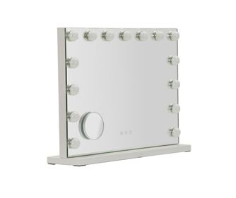 Talno ogledalo z LED lučmi Hollywood 55x14x43 cm (majhno okroglo ogledalo velikosti ø 9 cm) (3 barve svetlobe)