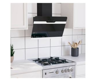 Kuhinjska napa, črna, 60 cm, jeklo in kaljeno steklo