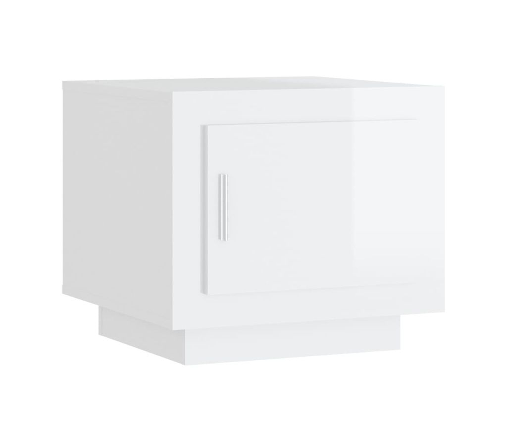 Măsuță de cafea, alb extralucios, 51x50x45 cm, lemn compozit