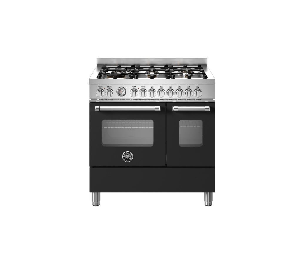 Bertazzoni Gas Range, 90 cm, 2 Electric Ovens, Master Collection, Matte Black