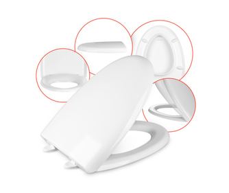 WC Седалка MKW K98-0032, Дуропласт, Soft-Close, Антибактериална, Овална форма, 43.3x35.8 см, Бяла