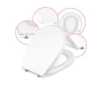 WC Седалка MKW съвместима Cersanit Market, Дуропласт, Soft-Close, Антибактериална, Тиха, Бяла