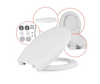 WC Седалка MKW S555V012, съвместима с Koło Rekord, Duroplast, Soft-Close, Антибактериална, 43x37.5 см