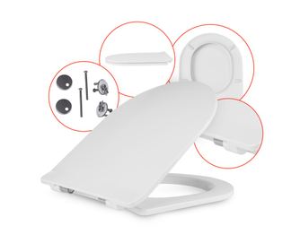 WC Седалка Koło Quattro Slim, Duroplast, Soft-Close, Антибактериална, Сваляща се, 43.5x36.5 см
