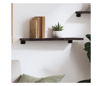 Polica za steno temno siva 60x20x2 cm masivni hrast obdelan