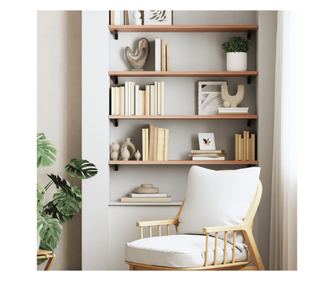 Svetlo rjava stenska polica 100x30x2 cm obdelan masiven hrastov les