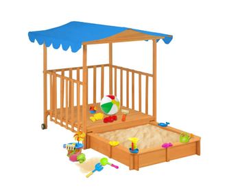 Casă de joacă pentru copii cu groapă nisip albastru lemn brad