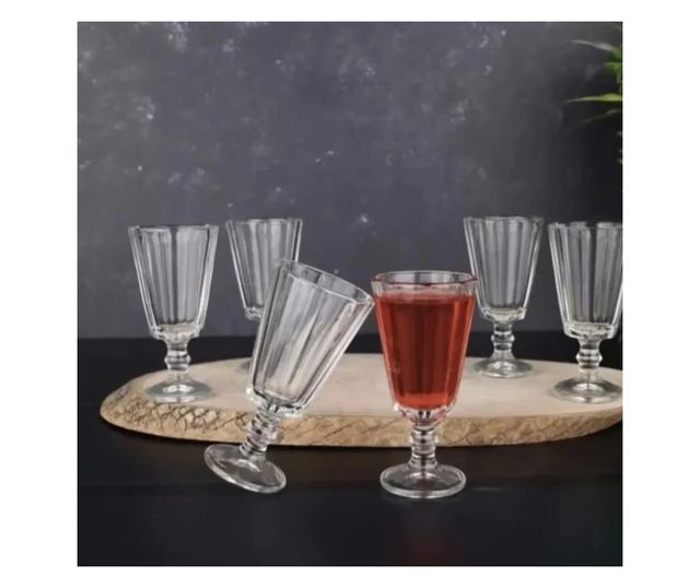 6 db ABYZ üveg aperitif pohárkészlet, mintával és szárral, 61 ml űrtartalommal