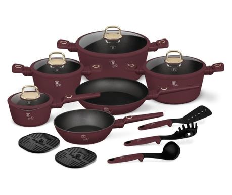 Set lonaca i tava s poklopcima, 15 dijelova Leonardo Collection Berlinger Haus BH 8051, neprianjajući premaz, titanski premaz, m