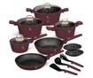 Set de oale si tigai cu capace, 15 piese Leonardo Collection Berlinger Haus BH 8051NN, antiaderente, strat titan, visiniu mat, i thumbnail 2