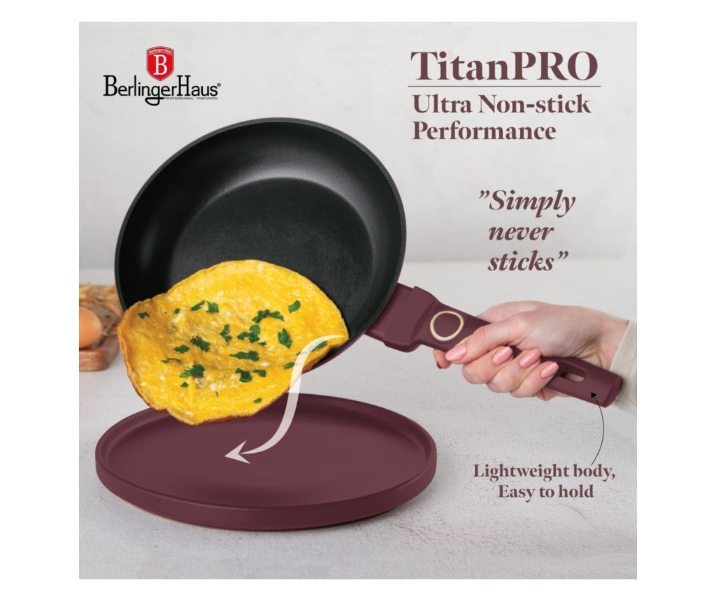 Set de oale si tigai cu capace, 15 piese Leonardo Collection Berlinger Haus BH 8051NN, antiaderente, strat titan, visiniu mat, i - 4