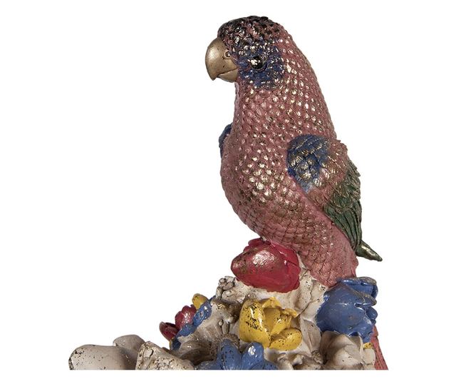 Polystone Többszínű Macskafigura Papagájjal 24x21x40 cm