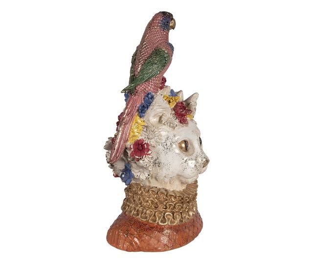 Polystone Többszínű Macskafigura Papagájjal 24x21x40 cm