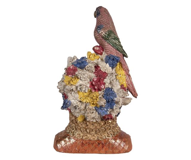 Polystone Többszínű Macskafigura Papagájjal 24x21x40 cm