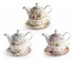 3 db Teáscsésze és 3 db Teáskanna szett, porcelán, többszínű, 15,5 x 10,5 x 13,5 cm M, Ø 10,5 x 5,5 M