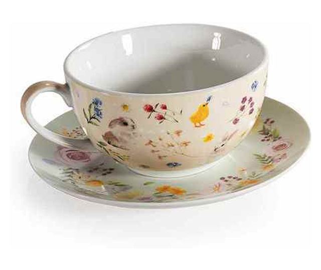 3 db Teáscsésze és 3 db Teáskanna szett, porcelán, többszínű, 15,5 x 10,5 x 13,5 cm M, Ø 10,5 x 5,5 M