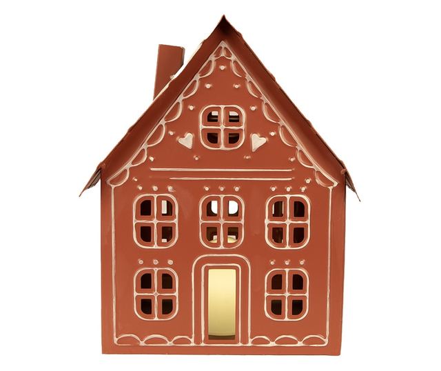 Karácsonyi Ház Fém Fehér Barna LED-del 27x19x32 cm