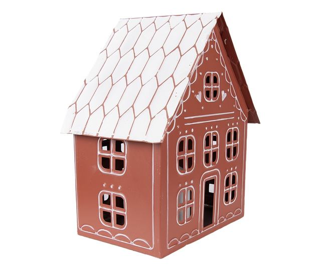 Karácsonyi Ház Fém Fehér Barna LED-del 27x19x32 cm