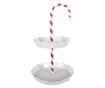 Karácsonyi tálaló fém fehér piros Ø 29x47 cm