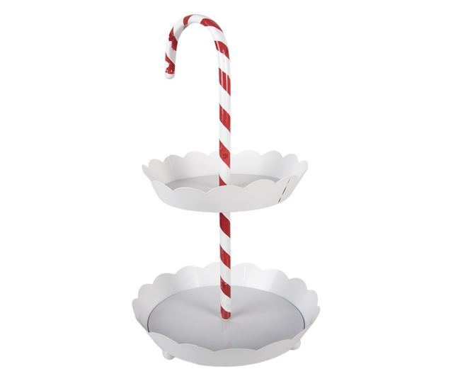 Karácsonyi tálaló fém fehér piros Ø 29x47 cm