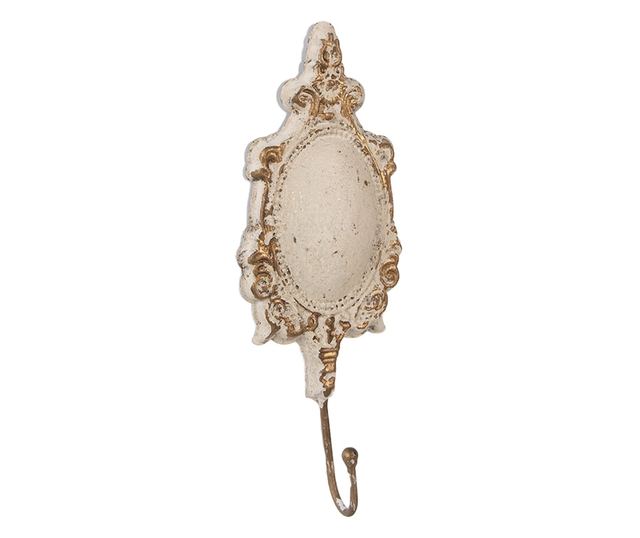 Vintage bézs arany fém fali fogastartó 12x4x31 cm