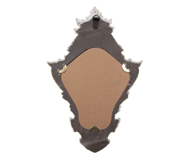 Vintage Fehér Barna Polystone Fali Tükör 27x5x42 cm