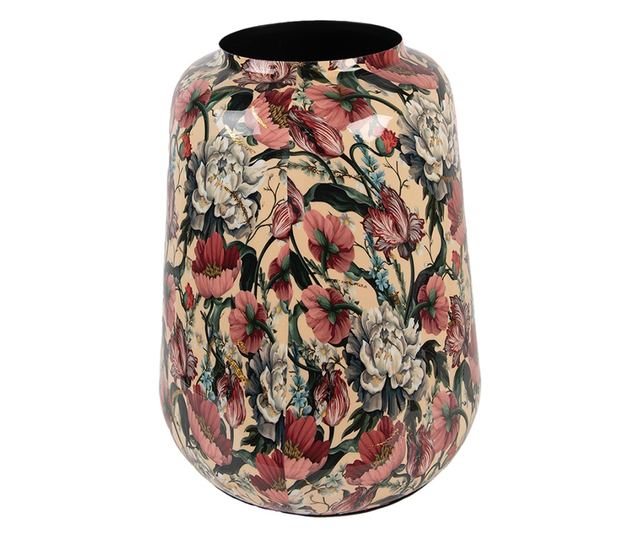 Virágos fém váza többszínű Ø 27x34 cm