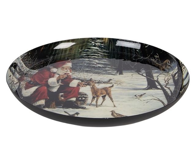 Karácsonyi Tál Fém Többszínű Ø 28x3 cm