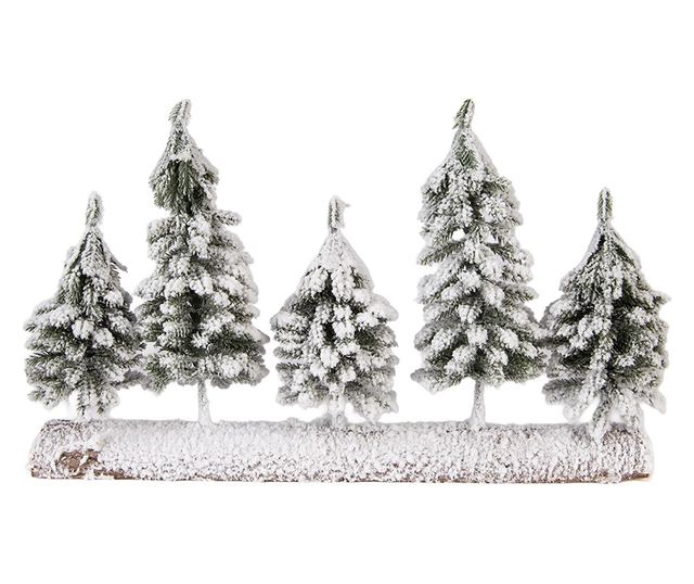 Zöld mű karácsonyfák hóval 40x8x25 cm