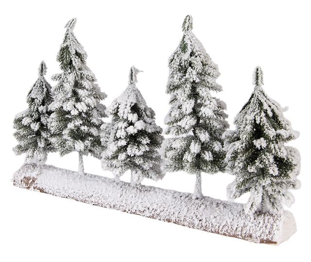 Zöld mű karácsonyfák hóval 40x8x25 cm