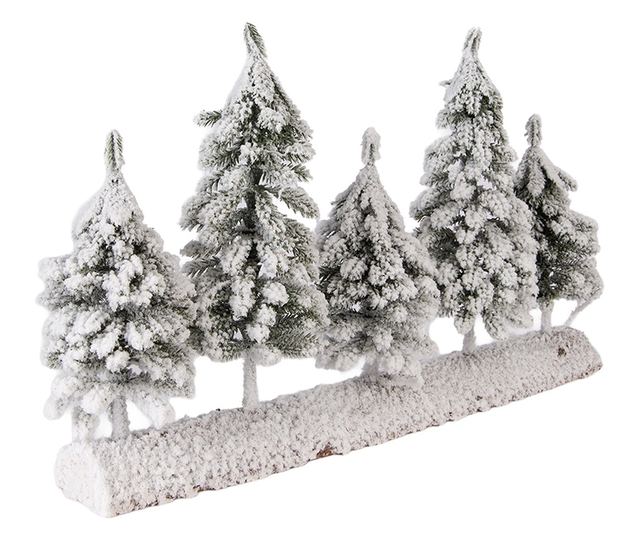 Zöld mű karácsonyfák hóval 40x8x25 cm