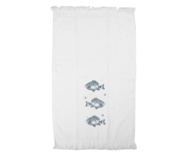Pamut törölköző kézre és arcra, hal mintás, 40x66 cm