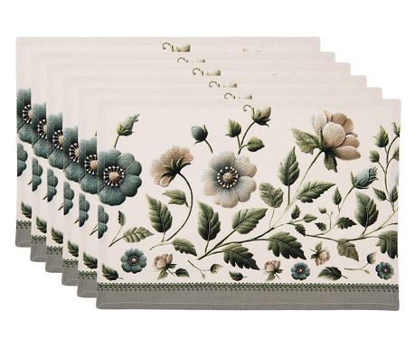 Set od 6 raznobojnih pamučnih podmetača, model Cvijeće (6) 48x35 cm