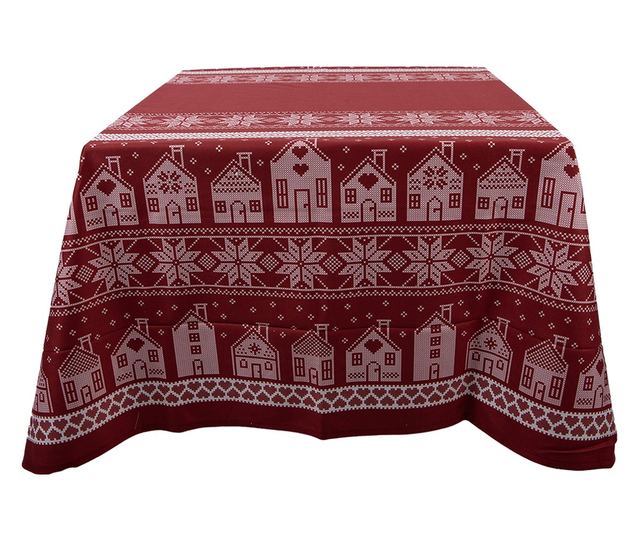 Božični prt poliester rdeče-bel 140x220 cm
