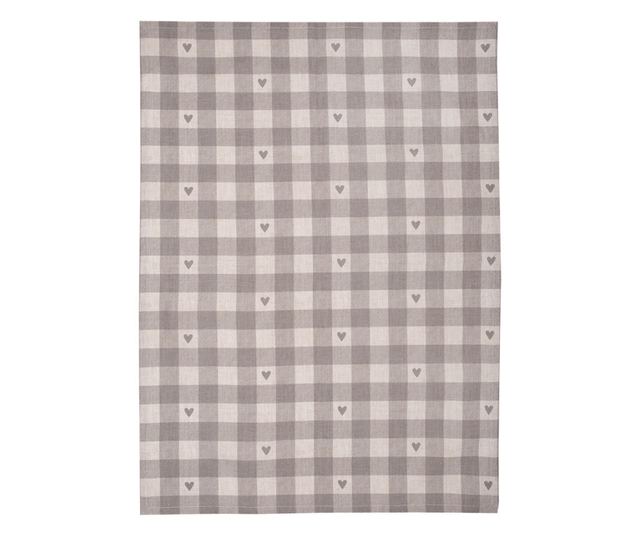 Konyhai kötény pamut szürke-bézs szív mintás 50x70 cm