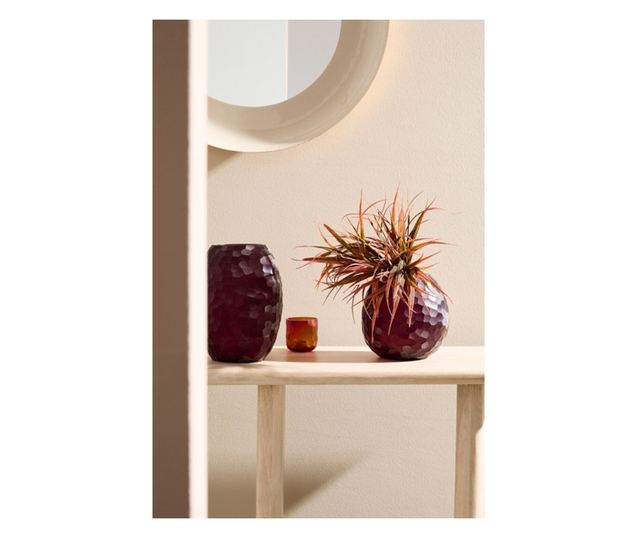 Bordeaux üveg gyertyatartó Ø8x8cm