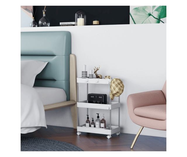 Aliol Fehér Fém Polc Kerekekkel 40x22x60 cm