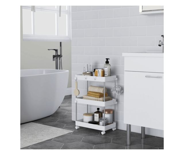 Aliol Fehér Fém Polc Kerekekkel 40x22x60 cm