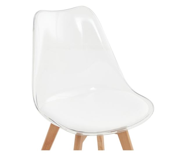 Bali Átlátszó Akril Öko-bőr Bükkfa Szék 48x54x80 cm